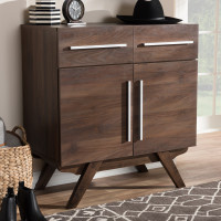 Baxton Studio CA 6379-00-Brown Ashfield Mid-Century Modern Walnut Brown Finished Wood Sideboard
